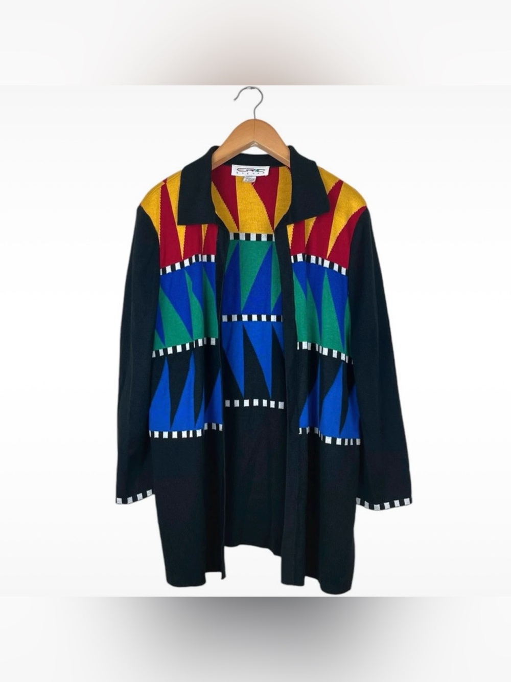 Vintage Eric Steven Women’s Size 20W Multicolor Abstract Open Front Cardigan